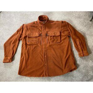 RedHead Mens  Rust Orange Fleece Button-Up Shirt With Pockets 2XL
